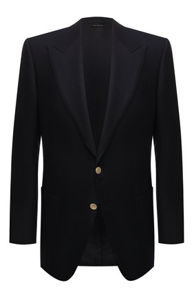 Мужской пиджак TOM FORD темно-синего цвета по цене 369500 руб., арт. 350R30/11HA40 | Фото 1 Мужской пиджак TOM FORD темно-синего цвета, арт. 350R30/11HA40 | Фото 1 (Рукава: Длинные; Материал подклада: Купро, Шелк; Материал внешний: Шерсть; Длина (для топов): Стандартные; Случай: Вечерний; 1-2-бортные: Однобортные; Стили: Классический; Пиджаки М: Приталенный)