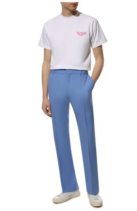 Мужские шерстяные брюки DOLCE & GABBANA голубого цвета, арт. GV55AT/FUBE7 | Фото 2 (Материал внешний: Шерсть; Длина (брюки, джинсы): Стандартные; Случай: Повседневный; Стили: Классический)