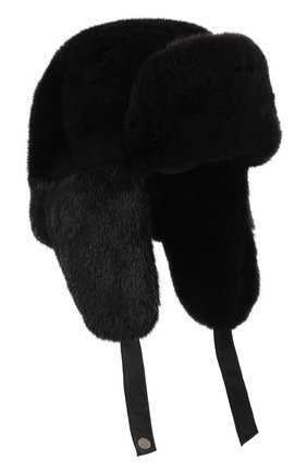 Мужская шапка-ушанка френки из меха норки FURLAND черного цвета, арт. 0217500110147600054 | Фото 1 (Материал: Натуральный мех)