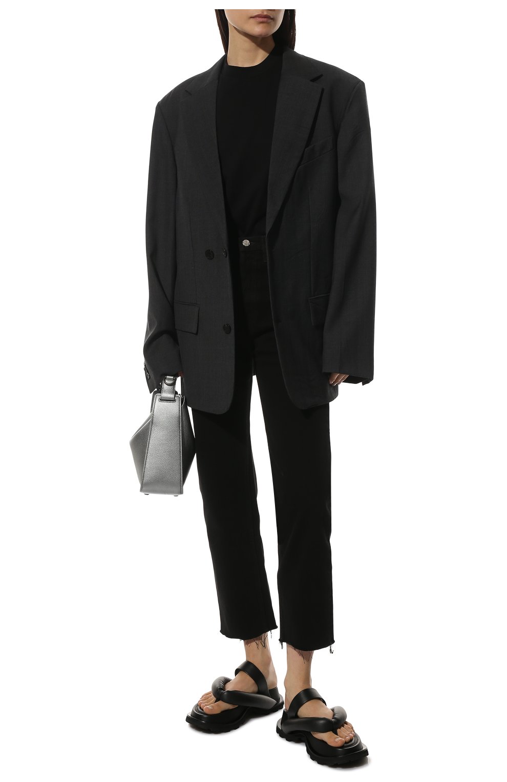 Женские кожаные сандалии JIL SANDER черного цвета, арт. JS36046A-15001 | Фото 2 (Подошва: Платформа; Материал внешний: Кожа; Каблук высота: Низкий; Материал внутренний: Натуральная кожа)