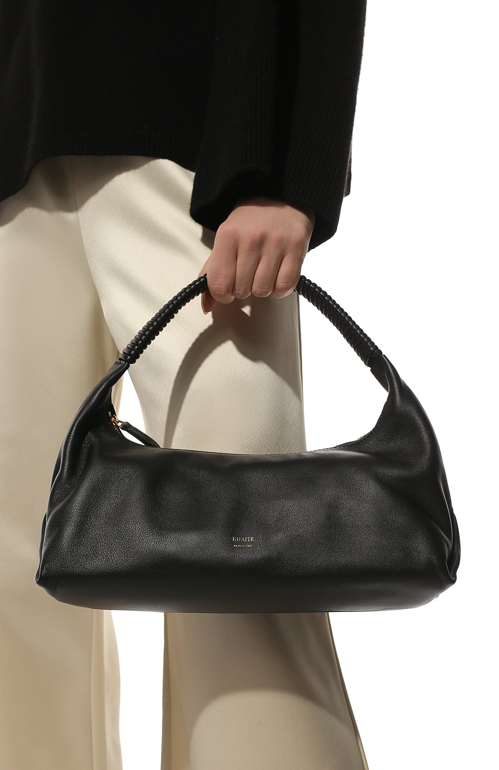 Женская сумка remi KHAITE черного цвета, арт. H6000-735/REMI | Фото 2 (Сумки-технические: Сумки top-handle; Размер: medium; Материал: Натуральная кожа)