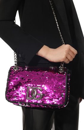 Женская сумка 3.5 DOLCE & GABBANA фуксия цвета, арт. BB7127/AY090 | Фото 2 (Материал: Текстиль; Ремень/цепочка: На ремешке; Размер: medium; Сумки-технические: Сумки через плечо)