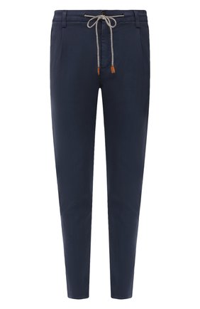 Мужские хлопковые брюки ELEVENTY темно-синего цвета, арт. E70PANE02 TET0E029 | Фото 1 (Материал внешний: Хлопок; Длина (брюки, джинсы): Стандартные; Случай: Повседневный; Стили: Кэжуэл)
