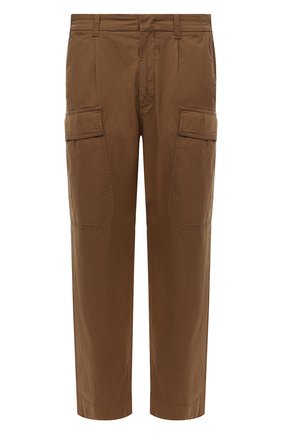 Мужские хлопковые брюки-карго Z ZEGNA коричневого цвета, арт. VZ158/ZZ305 | Фото 1 (Материал внешний: Хлопок; Длина (брюки, джинсы): Укороченные; Случай: Повседневный; Силуэт М (брюки): Карго; Стили: Кэжуэл)