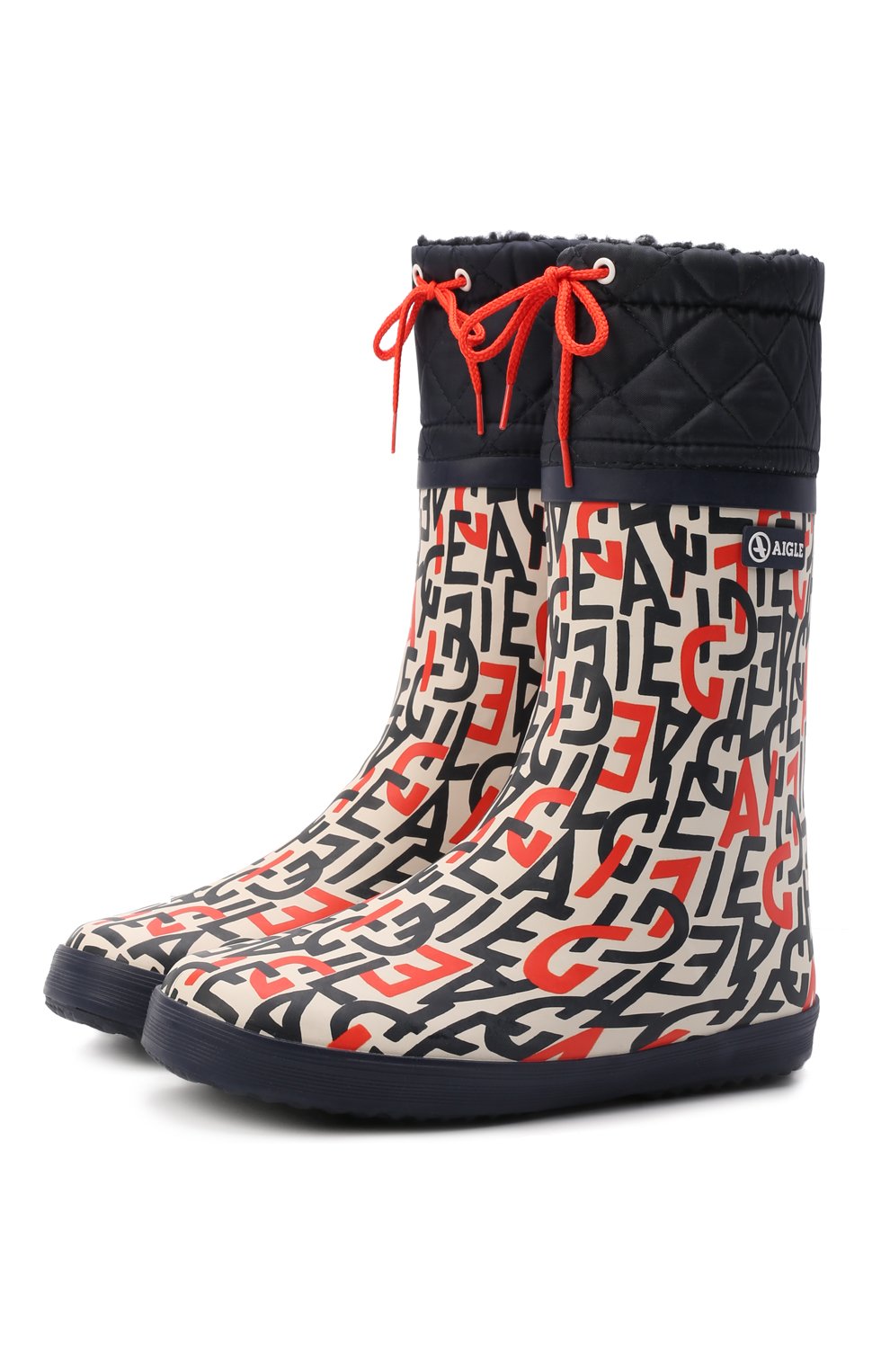 Мужского резиновые сапоги AIGLE разноцветного цвета, арт. 2508C3/GIB0ULEE PRINT | Фото 1 (Материал утеплителя: Натуральный мех, Шерсть; Материал внешний: Резина)