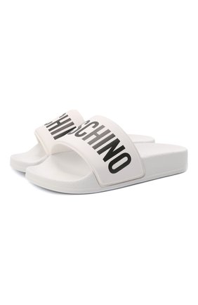 Детские шлепанцы MOSCHINO белого цвета по цене 9435 руб., арт. 70309/PVC/M0SCH./18-28 | Фото 1 Детские шлепанцы MOSCHINO белого цвета, арт. 70309/PVC/M0SCH./18-28 | Фото 1 (Материал внешний: Резина, Пластик)