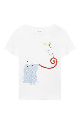 Детский хлопковая футболка IL GUFO белого цвета, арт. P22TS350M0014/12M-18M | Фото 1