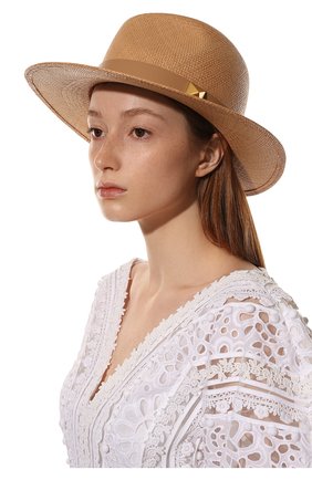 Женская соломенная шляпа VALENTINO бежевого цвета, арт. XW2HAA31/HDR | Фото 2 (Материал: Растительное волокно; Региональные ограничения белый список (Axapta Mercury): RU)