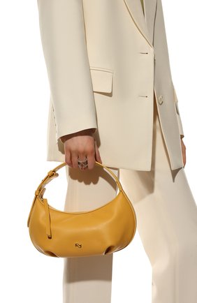 Женская сумка puff YUZEFI желтого цвета, арт. YUZRS22-HB-PF-21 | Фото 2 (Материал: Натуральная кожа; Размер: medium; Сумки-технические: Сумки top-handle; Региональные ограничения белый список (Axapta Mercury): RU)