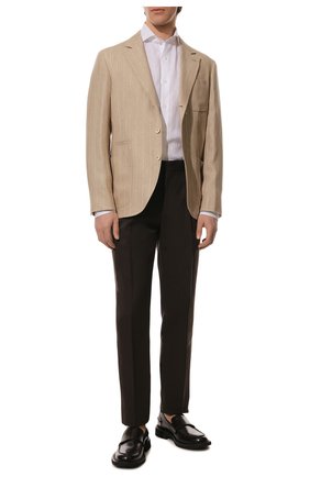 Мужской льняной пиджак BRUNELLO CUCINELLI бежевого цвета по цене 349000 руб., арт. MW4657BND | Фото 2 Мужской льняной пиджак BRUNELLO CUCINELLI бежевого цвета, арт. MW4657BND | Фото 2 (Рукава: Длинные; Длина (для топов): Стандартные; Материал подклада: Купро; Материал внешний: Лен; Случай: Коктейльный; Пиджаки М: Прямой; 1-2-бортные: Однобортные; Стили: Классический)