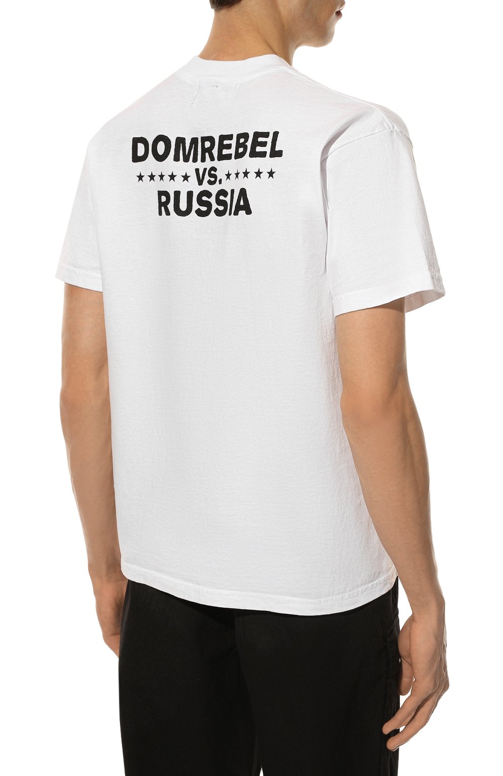 Мужская хлопковая футболка DOMREBEL белого цвета, арт. BEAR DU0/0VER TEE | Фото 4 (Рукава: Короткие; Длина (для топов): Стандартные; Стили: Гранж; Принт: С принтом; Материал внешний: Хлопок)