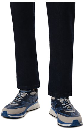 Мужские комбинированные кроссовки Z ZEGNA синего цвета, арт. A5159X-LHUTE | Фото 3 (Материал внешний: Текстиль, Кожа; Материал утеплителя: Без утеплителя; Материал внутренний: Текстиль; Подошва: Массивная; Стили: Спорт)