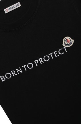 Детская хлопковая футболка MONCLER черного цвета, арт. H1-954-8C000-36-899M5/8-10A | Фото 3 (Рукава: Короткие; Материал внешний: Синтетический материал, Хлопок)