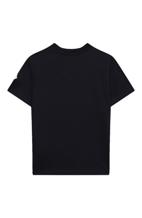 Детская хлопковая футболка MONCLER темно-синего цвета, арт. H1-954-8C000-12-83907/8-10A | Фото 2 (Рукава: Короткие; Материал внешний: Хлопок)