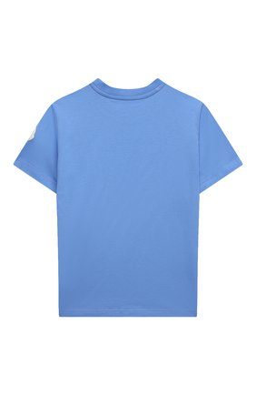 Детская хлопковая футболка MONCLER голубого цвета, арт. H1-954-8C000-12-83907/8-10A | Фото 2 (Рукава: Короткие; Материал внешний: Хлопок)