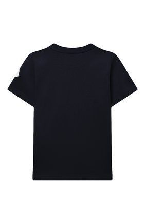 Детская хлопковая футболка MONCLER темно-синего цвета, арт. H1-954-8C000-12-83907/4-6A | Фото 2 (Материал внешний: Хлопок; Рукава: Короткие; Мальчики Кросс-КТ: Футболка-одежда)