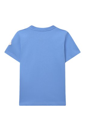 Детская хлопковая футболка MONCLER голубого цвета, арт. H1-954-8C000-12-83907/4-6A | Фото 2 (Рукава: Короткие; Материал внешний: Хлопок)