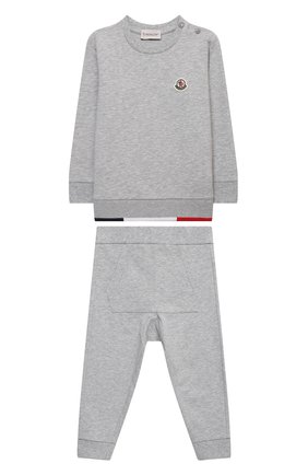 Детский комплект из свитшота и брюк MONCLER серого цвета, арт. H1-951-8M000-26-809AC | Фото 1 (Кросс-КТ НВ: Костюм)