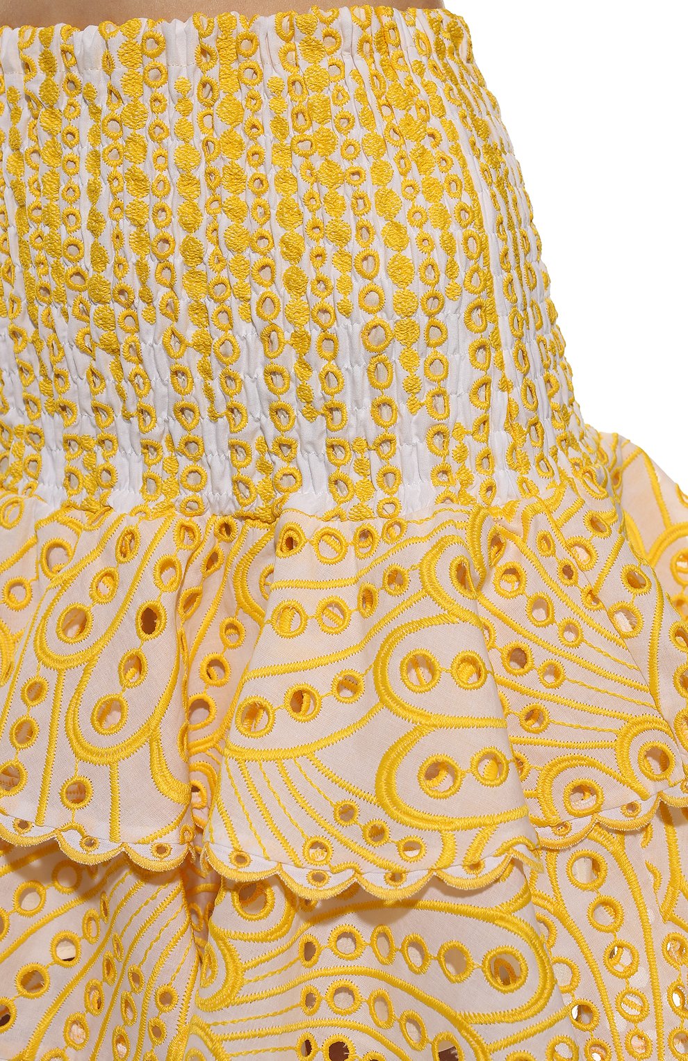 Женская хлопковая юбка CHARO RUIZ IBIZA желтого цвета, арт. 223400 | Фото 5 (Длина Ж (юбки, платья, шорты): Мини; Материал внешний: Синтетический материал, Хлопок; Региональные ограничения белый список (Axapta Mercury): RU; Женское Кросс-КТ: Юбка-одежда; Стили: Бохо; Материал подклада: Хлопок)