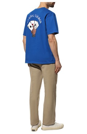 Мужская хлопковая футболка JUST DON синего цвета, арт. 32JUSM14 226326 | Фото 2 (Материал внешний: Хлопок; Длина (для топов): Стандартные; Рукава: Короткие; Принт: С принтом; Стили: Гранж)