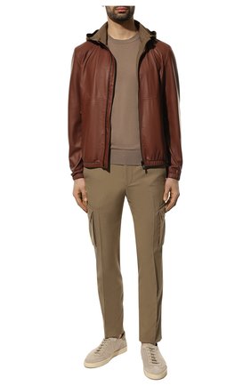 Мужской хлопковый джемпер CORNELIANI светло-коричневого цвета по цене 43650 руб., арт. 89M517-2125120/00 | Фото 2 Мужской хлопковый джемпер CORNELIANI светло-коричневого цвета, арт. 89M517-2125120/00 | Фото 2 (Рукава: Короткие; Материал внешний: Хлопок; Длина (для топов): Стандартные; Мужское Кросс-КТ: Джемперы; Вырез: Круглый; Принт: Без принта; Стили: Кэжуэл)