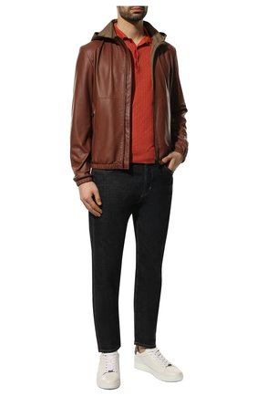 Мужское льняное поло CORNELIANI оранжевого цвета по цене 44350 руб., арт. 89M572-2125146/00 | Фото 2 Мужское льняное поло CORNELIANI оранжевого цвета, арт. 89M572-2125146/00 | Фото 2 (Длина (для топов): Стандартные; Рукава: Короткие; Материал внешний: Лен; Кросс-КТ: Трикотаж; Застежка: Пуговицы; Стили: Кэжуэл)
