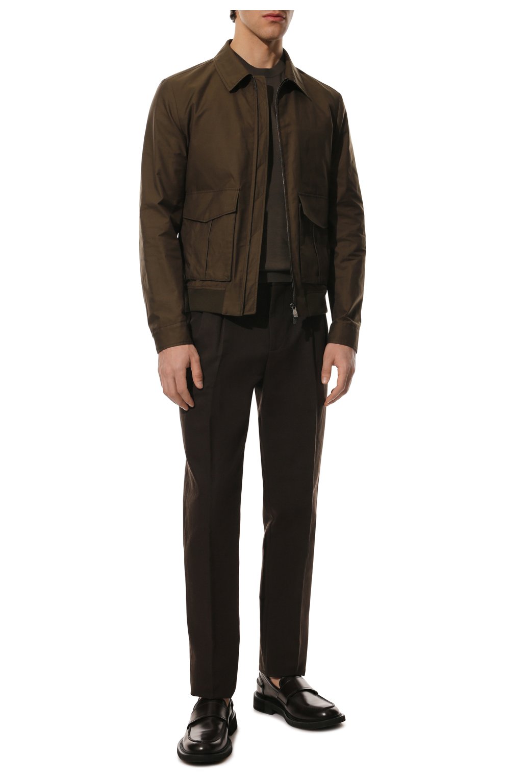 Мужские брюки из хлопка и льна LORO PIANA темно-коричневого цвета, арт. FAM0770 | Фото 2 (Длина (брюки, джинсы): Стандартные; Случай: Повседневный; Материал внешний: Хлопок, Лен; Стили: Кэжуэл)