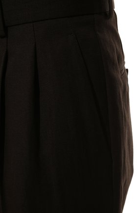 Мужские брюки из хлопка и льна LORO PIANA темно-коричневого цвета, арт. FAM0770 | Фото 5 (Длина (брюки, джинсы): Стандартные; Случай: Повседневный; Материал внешний: Хлопок, Лен; Стили: Кэжуэл)