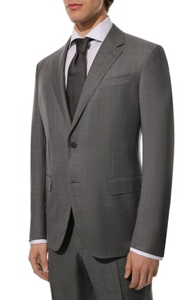Мужской шерстяной костюм ERMENEGILDO ZEGNA темно-серого цвета по цене 229000 руб., арт. 322041/25M22Y | Фото 2 Мужской шерстяной костюм ERMENEGILDO ZEGNA темно-серого цвета, арт. 322041/25M22Y | Фото 2 (Рукава: Длинные; Материал внешний: Шерсть; Материал подклада: Купро; Костюмы М: Однобортный; Стили: Классический)