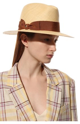 Женская шляпа INVERNI коричневого цвета, арт. 4463 CP | Фото 2 (Материал: Растительное волокно)