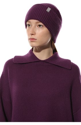 Женская кашемировая шапка FTC фиолетового цвета, арт. 800-0950 | Фото 2 (Материал: Текстиль, Шерсть, Кашемир; Региональные ограничения белый список (Axapta Mercury): RU)