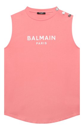 Детская хлопковая майка BALMAIN кораллового цвета по цене 19450 руб., арт. 6Q8142 | Фото 1 Детская хлопковая майка BALMAIN кораллового цвета, арт. 6Q8142 | Фото 1 (Рукава: Короткие; Материал внешний: Хлопок; Девочки Кросс-КТ: Майка-одежда; Ростовка одежда: 10 - 11 лет | 140 - 146см, 12 лет | 152 см, 13 - 15 лет | 158 см, 16 лет | 164 см, 8 лет | 128 см)