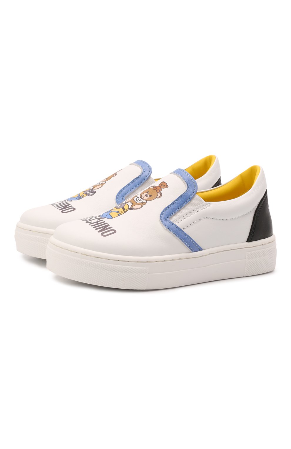 Мужского кожаные слипоны MOSCHINO белого цвета, арт. 70307/KIPS/GINEV./KIPS/KIPS/18-27 | Фото 1