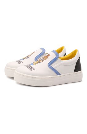 Мужского кожаные слипоны MOSCHINO белого цвета по цене 26700 руб., арт. 70307/KIPS/GINEV./KIPS/KIPS/18-27 | Фото 1 Мужского кожаные слипоны MOSCHINO белого цвета, арт. 70307/KIPS/GINEV./KIPS/KIPS/18-27 | Фото 1