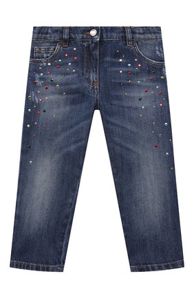 Детские джинсы DOLCE & GABBANA темно-синего цвета, арт. L22F43/LDA27 | Фото 1 (Детали: На резинке)