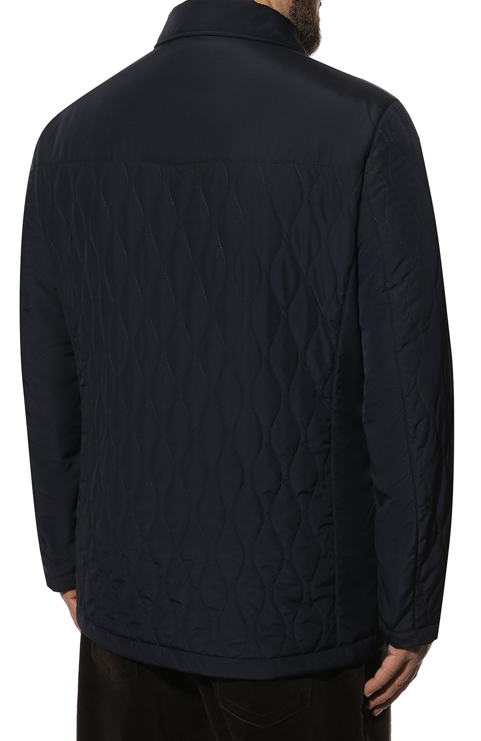 Мужская утепленная куртка CANALI темно-синего цвета, арт. 020318P/SG01121/58-68 | Фото 4 (Кросс-КТ: Куртка; Big sizes: Big Sizes; Рукава: Длинные; Длина (верхняя одежда): До середины бедра; Материал внешний: Синтетический материал; Мужское Кросс-КТ: утепленные куртки; Стили: Классический; Материал подклада: Синтетический материал)