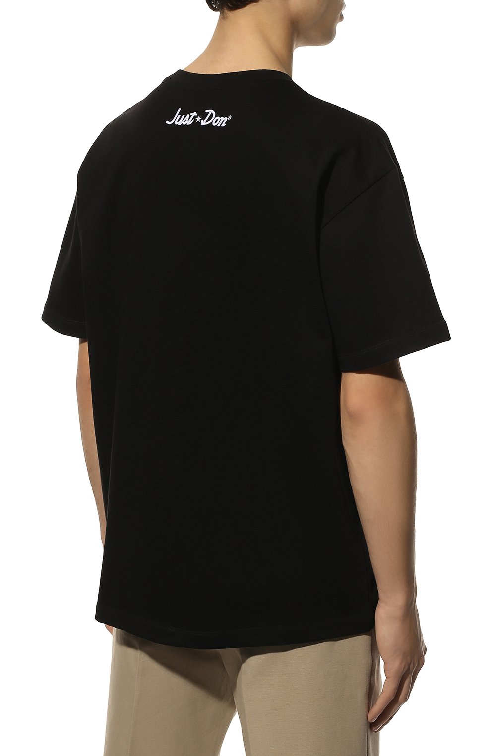 Мужская хлопковая футболка JUST DON черного цвета, арт. 32JUSM05 226326 | Фото 4 (Рукава: Короткие; Длина (для топов): Стандартные; Стили: Гранж; Принт: С принтом; Материал внешний: Хлопок)