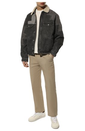 Мужская джинсовая куртка ISABEL MARANT серого цвета, арт. VE1733-22P024H/JASAYA | Фото 2 (Рукава: Длинные; Материал внешний: Хлопок; Длина (верхняя одежда): Короткие; Материал подклада: Синтетический материал; Кросс-КТ: Куртка, Деним; Стили: Гранж)