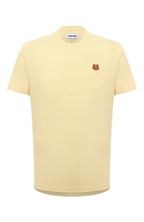 Мужская хлопковая футболка KENZO желтого цвета, арт. FB55TS0034SA | Фото 1 (Материал внешний: Хлопок; Длина (для топов): Стандартные; Рукава: Короткие; Принт: Без принта; Стили: Кэжуэл)