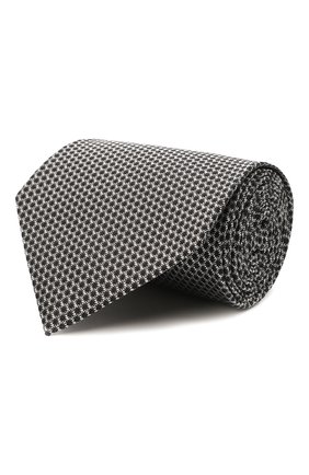 Мужской шелковый галстук TOM FORD черно-белого цвета, арт. 3TF22/XTF | Фото 1 (Материал: Шелк, Текстиль; Принт: С принтом)