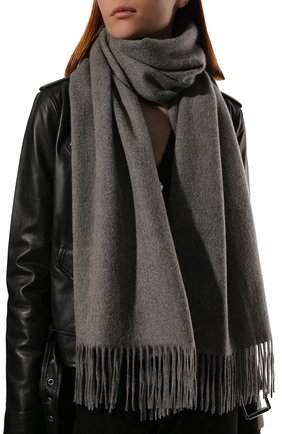 Женский кашемировый шарф highland BALMUIR серого цвета, арт. 122005108 | Фото 2 (Материал: Кашемир, Шерсть, Текстиль)
