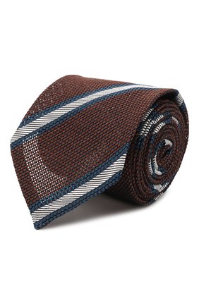 Мужской галстук из шелка и льна ETON коричневого цвета, арт. A000 33293 | Фото 1 (Принт: С принтом; Материал: Текстиль, Шелк; Региональные ограничения белый список (Axapta Mercury): RU)