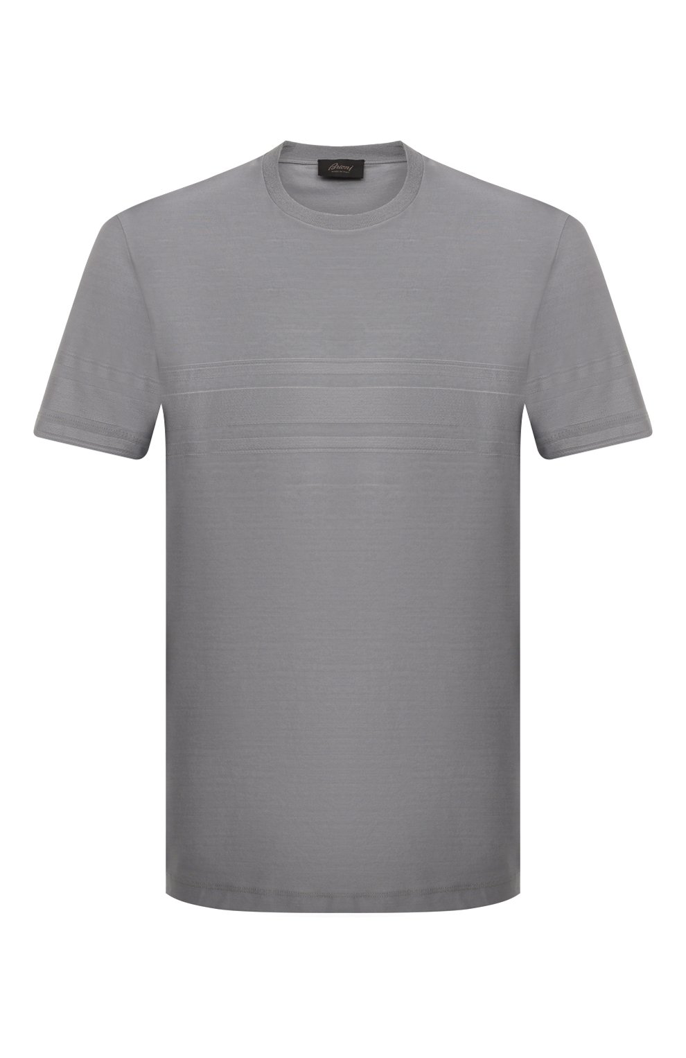 Мужская хлопковая футболка BRIONI серого цвета, арт. UJLH0L/01635 | Фото 1 (Принт: Без принта; Рукава: Короткие; Длина (для топов): Стандартные; Материал внешний: Хлопок; Стили: Кэжуэл)