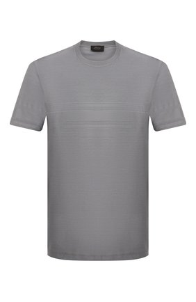 Мужская хлопковая футболка BRIONI серого цвета, арт. UJLH0L/01635 | Фото 1 (Рукава: Короткие; Материал внешний: Хлопок; Длина (для топов): Стандартные; Стили: Кэжуэл; Принт: Без принта)