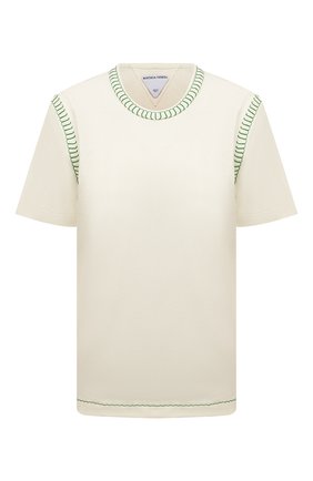 Женская хлопковая футболка BOTTEGA VENETA кремвого цвета по цене 54850 руб., арт. 690713/V1P70 | Фото 1