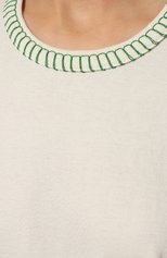 Женская хлопковая футболка BOTTEGA VENETA кремвого цвета, арт. 690713/V1P70 | Фото 5 (Принт: Без принта; Рукава: Короткие; Длина (для топов): Стандартные; Региональные ограничения белый список (Axapta Mercury): RU; Материал внешний: Хлопок; Женское Кросс-КТ: Футболка-одежда; Стили: Кэжуэл)