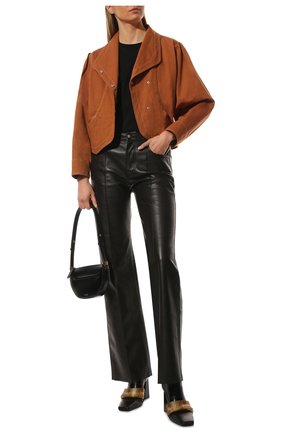 Женская хлопковая куртка ISABEL MARANT коричневого цвета, арт. VE1544-22P020I/PAULINE | Фото 2 (Кросс-КТ: Куртка; Стили: Гранж; Рукава: Длинные; Материал внешний: Хлопок; Длина (верхняя одежда): Короткие; Региональные ограничения белый список (Axapta Mercury): RU)