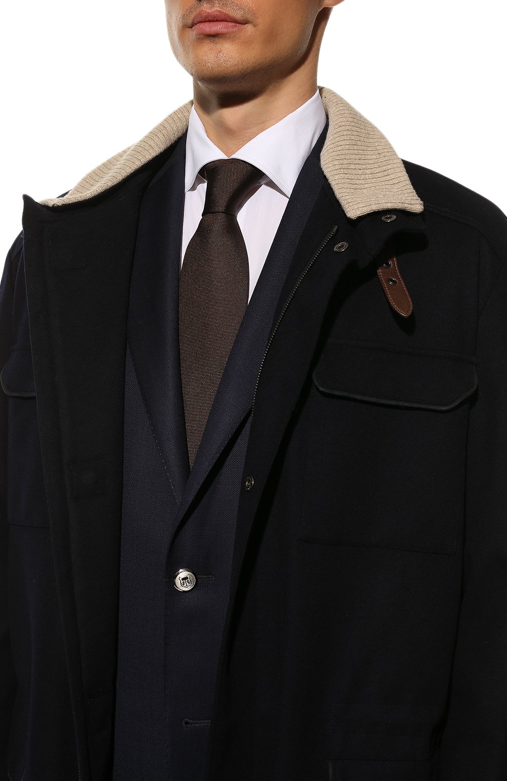 Мужской шелковый галстук ETON темно-коричневого цвета, арт. A000 31550 | Фото 2 (Материал: Текстиль, Шелк; Принт: Без принта)