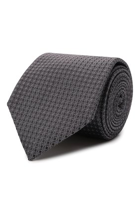 Мужской шелковый галстук BRIONI темно-серого цвета, арт. 061D00/P140S | Фото 1 (Принт: С принтом; Материал: Шелк, Текстиль)