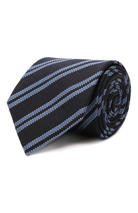Мужской галстук из шелка и хлопка BRIONI темно-синего цвета, арт. 061D00/P1446 | Фото 1 (Материал: Шелк, Текстиль, Хлопок; Принт: С принтом)